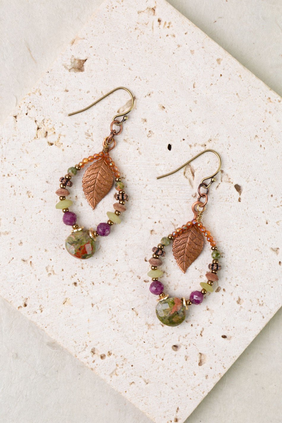 Dominion Leaf Statement Earrings 021E - Vintage Vault Boutique