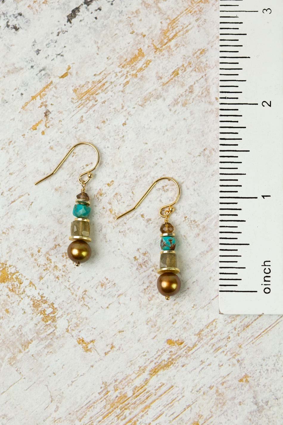 Desert Sunset Pearl, Turquoise Simple Earrings E010 - Vintage Vault Boutique