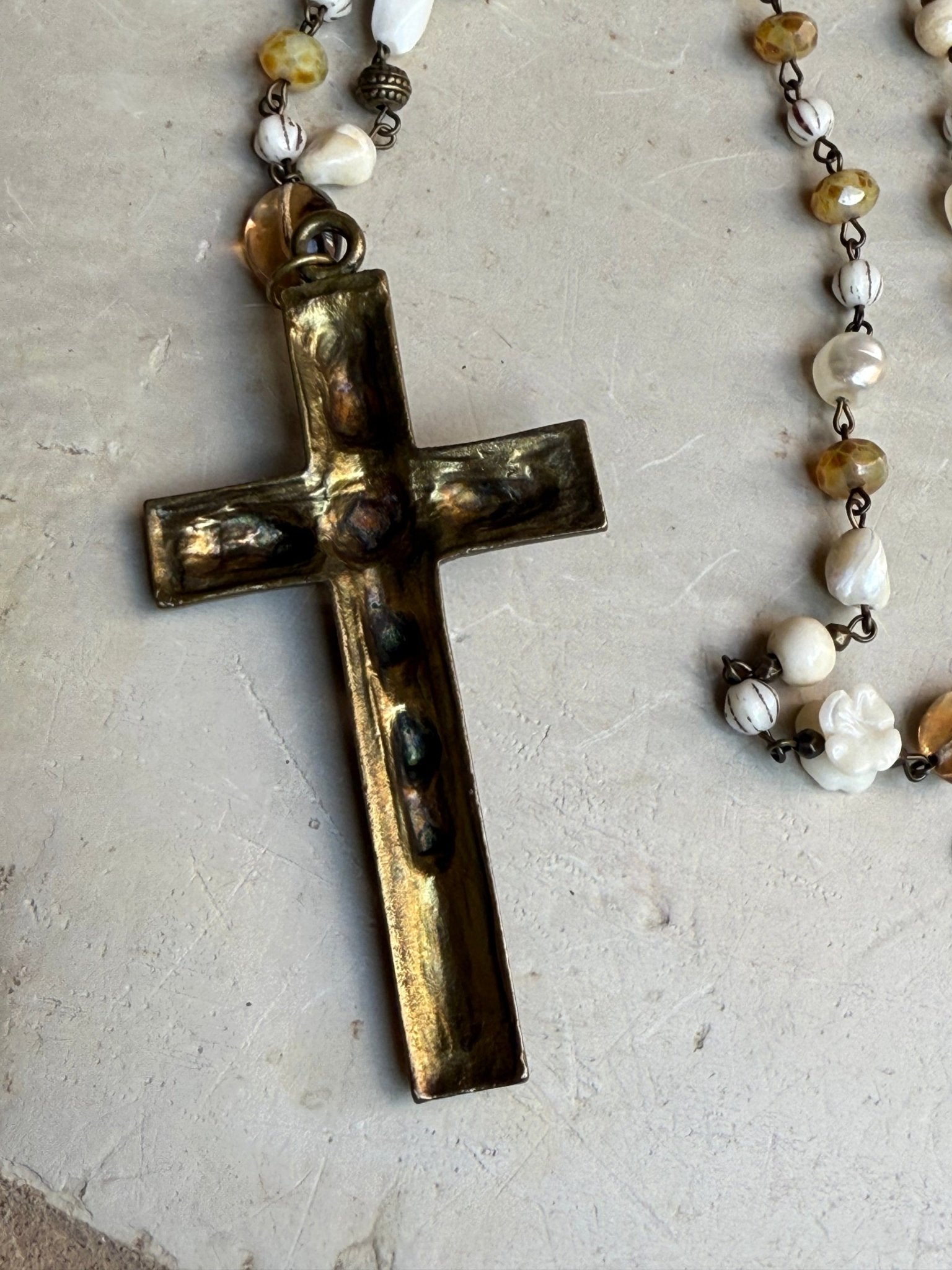 EKD Vintage Pearl Chain Rosary Necklace - Vintage Vault Boutique