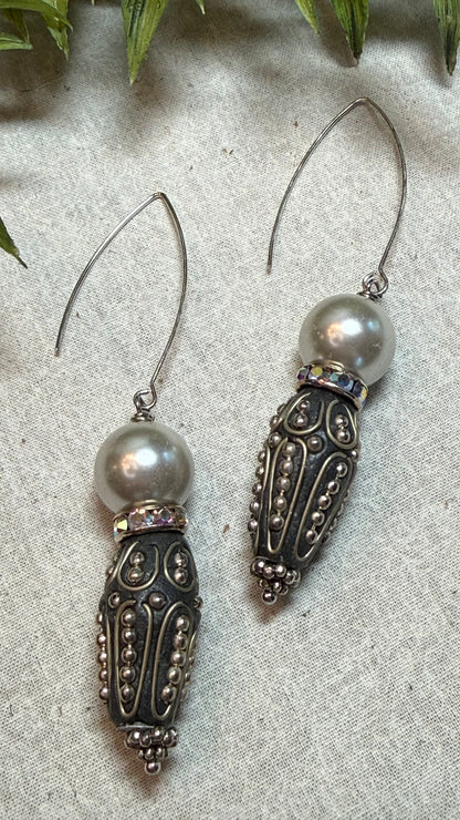 Pearl on Orb Drop Earring