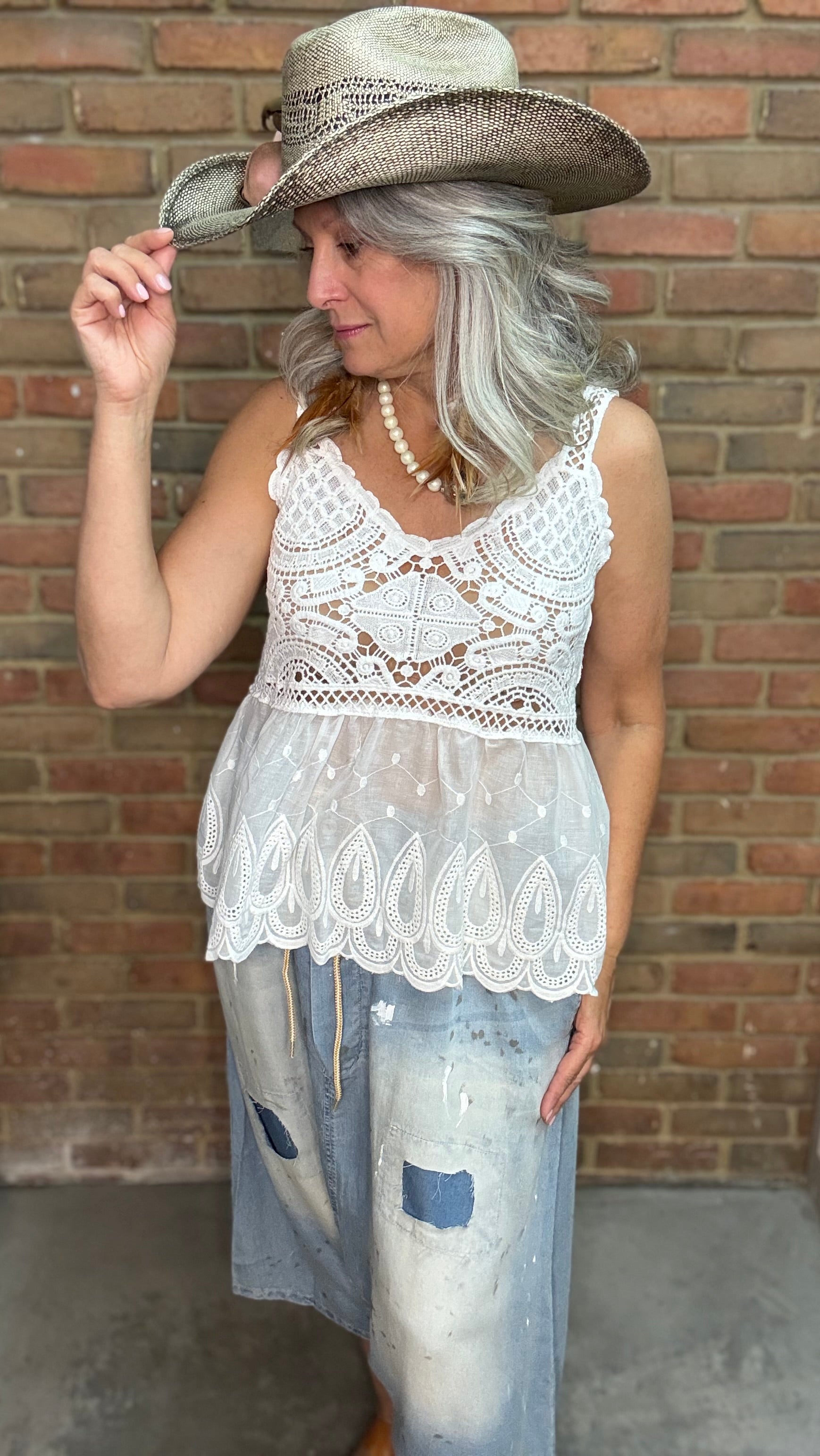 Crochet Embroidery Tank Top