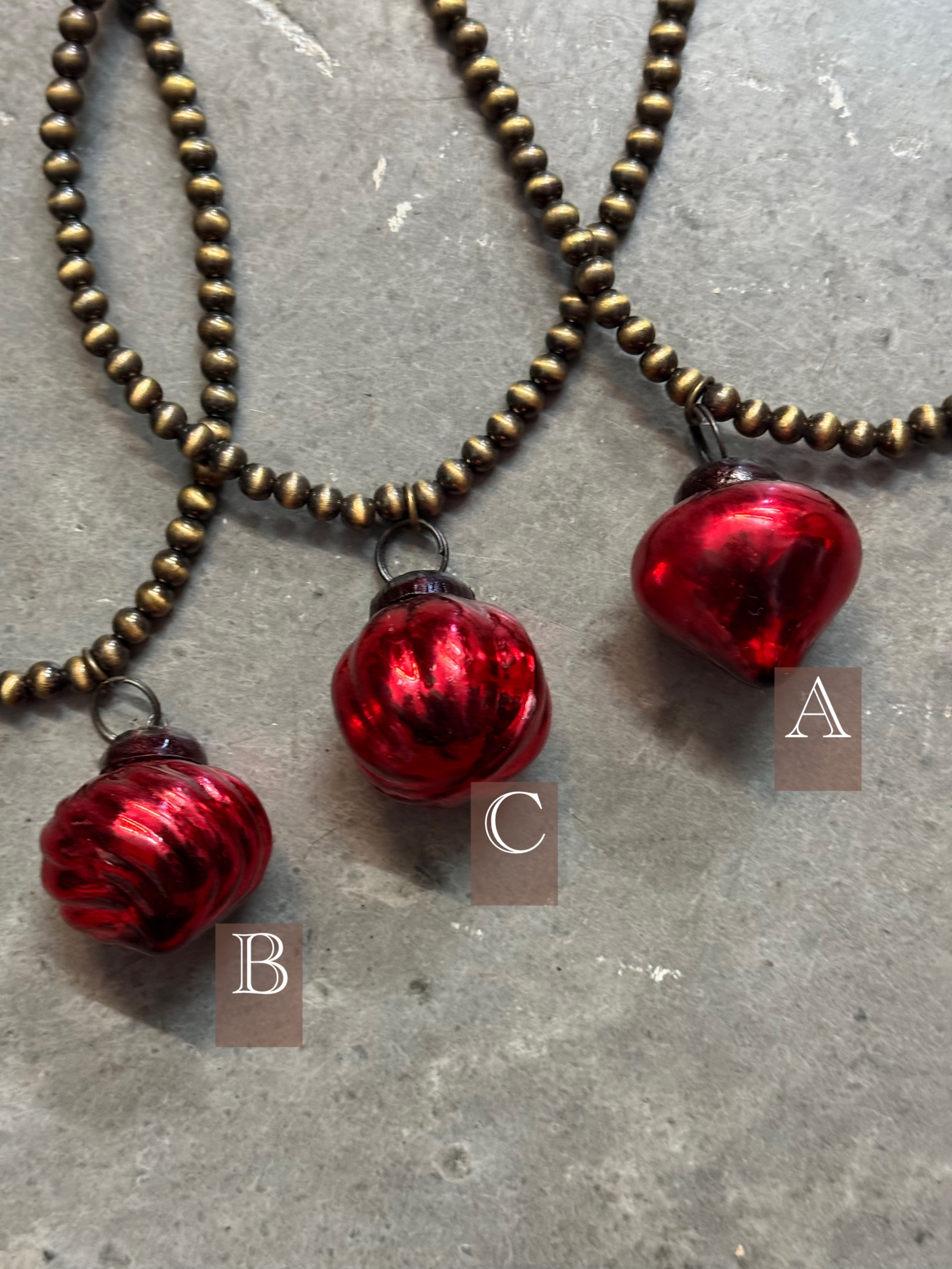 Red Christmas Ornament Necklace