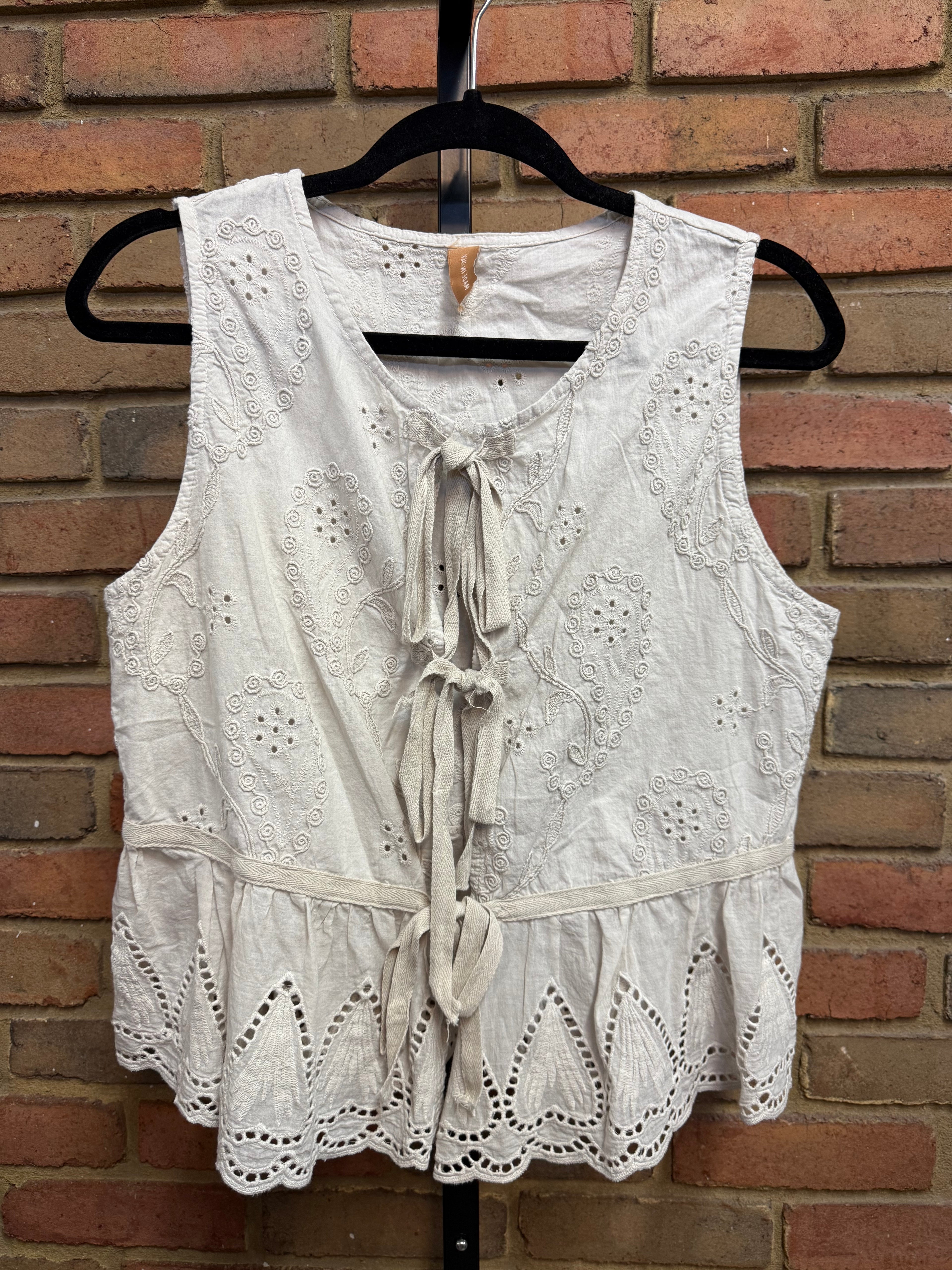 Eyelet Tie Front Vest