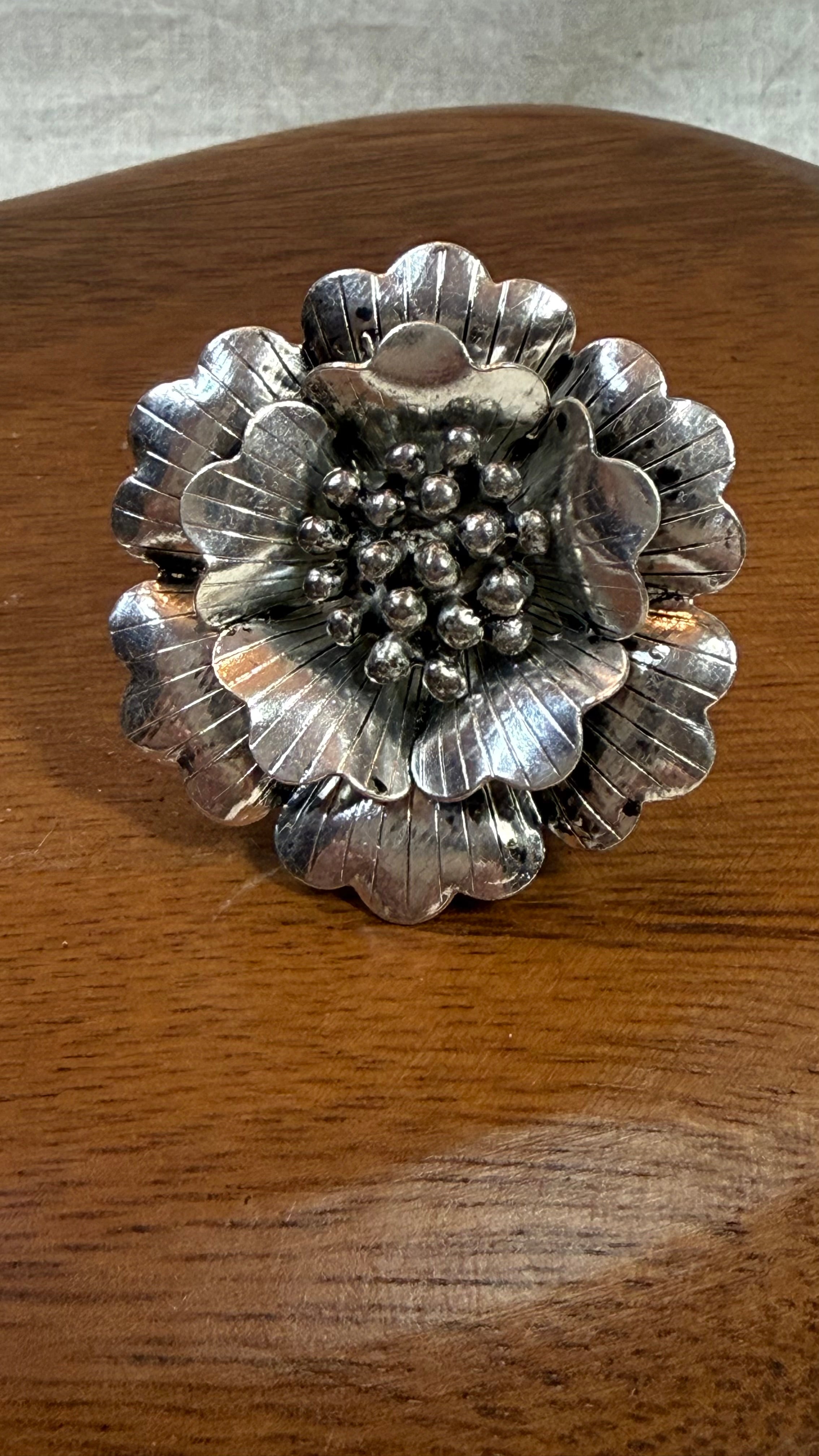 Silver Flower Adjustable Ring