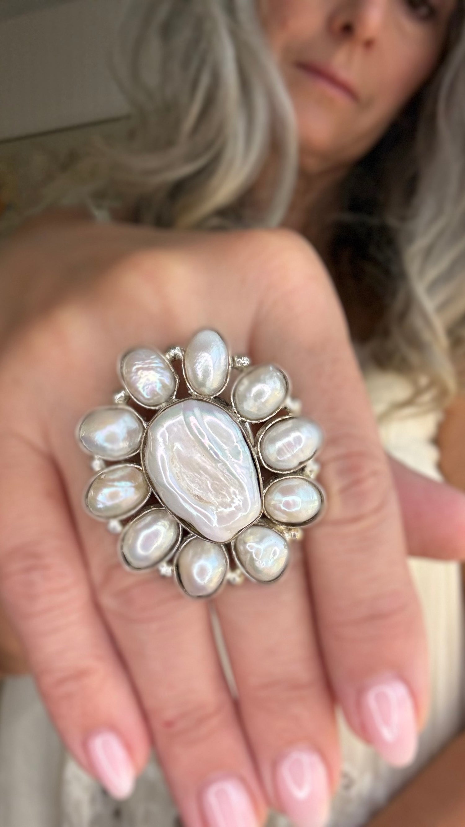 Small Pearl Cluster Ring