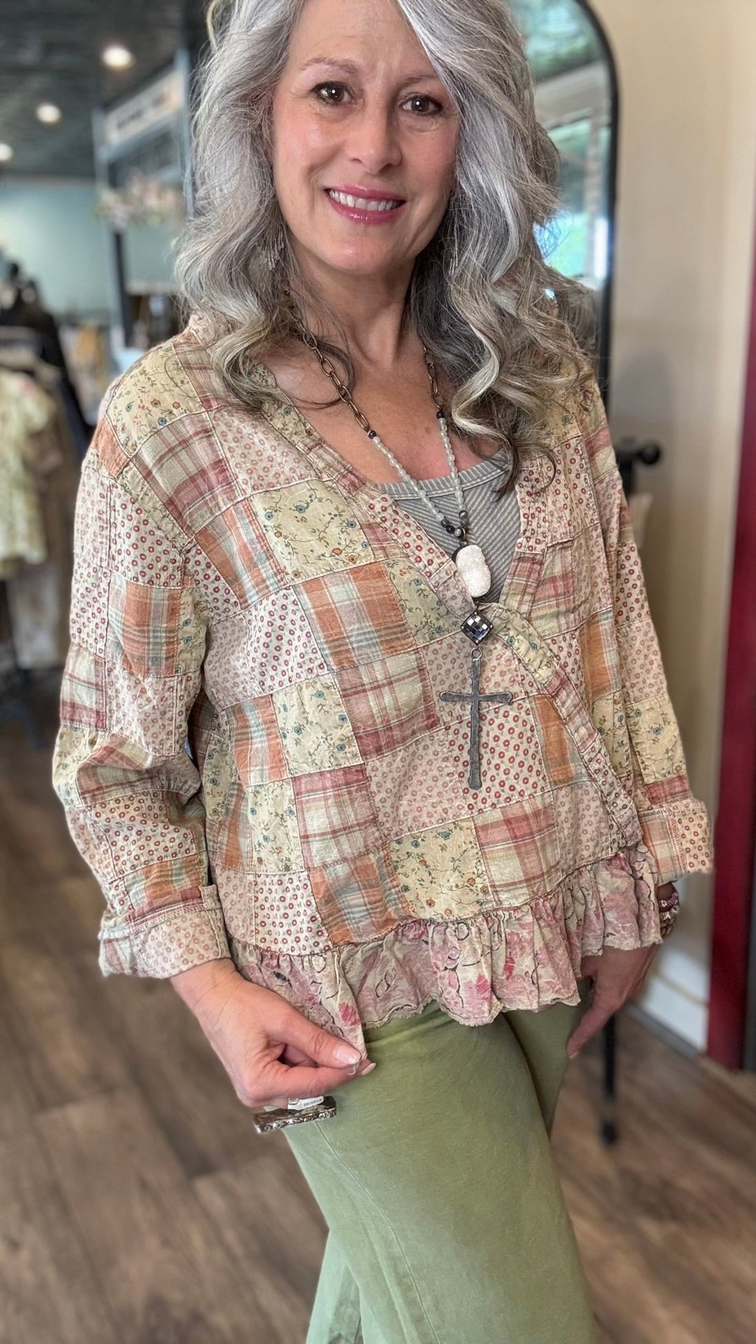 Apricot Fields Wrap Top - Vintage Vault Boutique