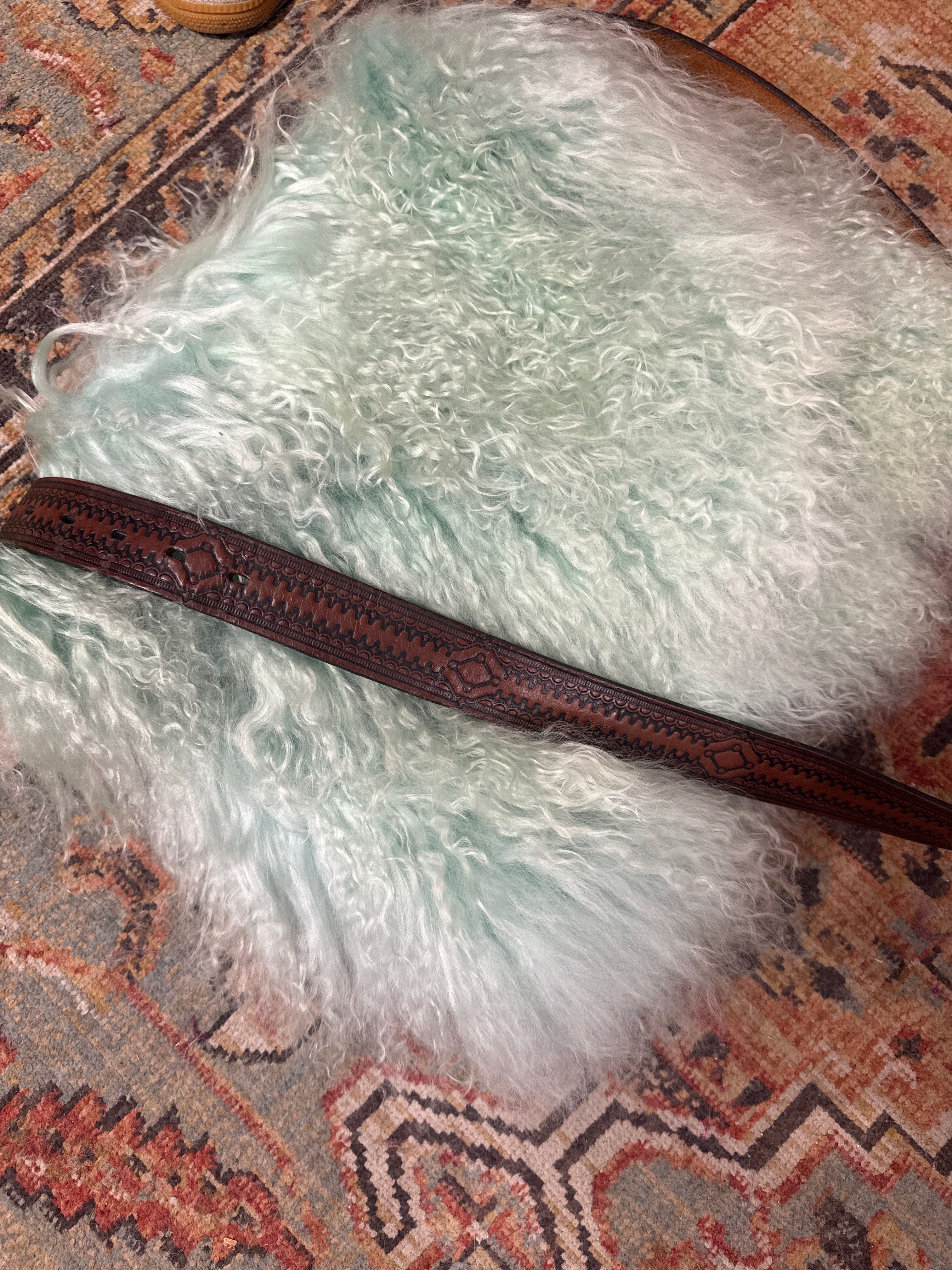 Large Teal Mongolian Fur Bag