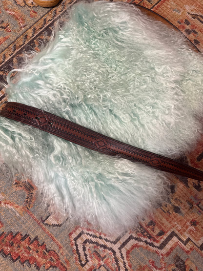 Large Teal Mongolian Fur Bag