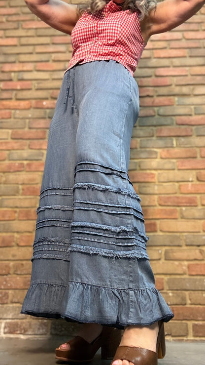 Flared Ruffle Hem Crop Pants - Vintage Vault Boutique