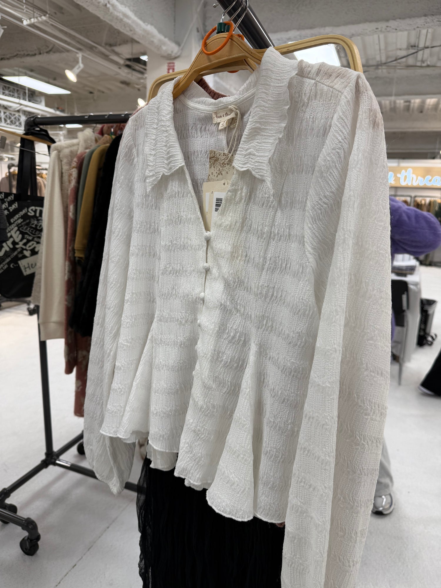 Flowy Button Down Texture Blouse
