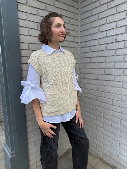 Cream Cable Knit Sweater Vest