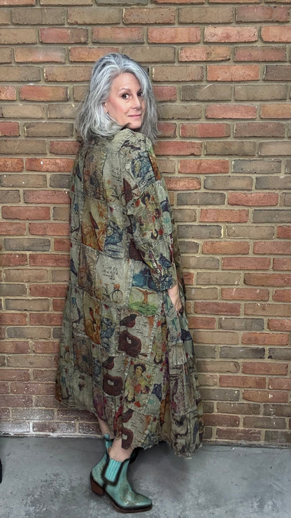 Green/Plum Patchwork Dress