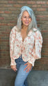Flower Print Tie Front Top - Vintage Vault Boutique