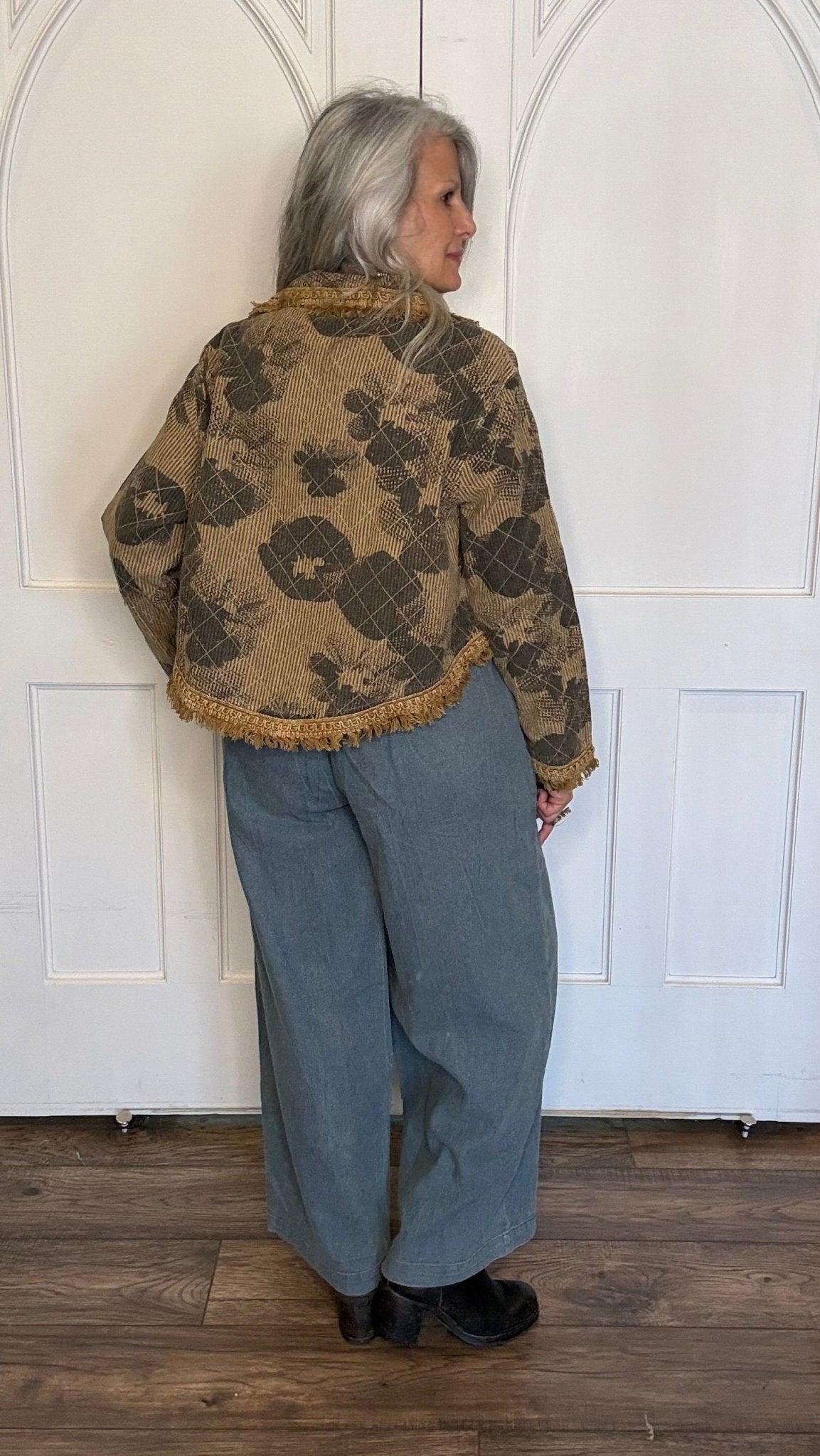 Denim Jogger Pant with Bottom Ties - Vintage Vault Boutique