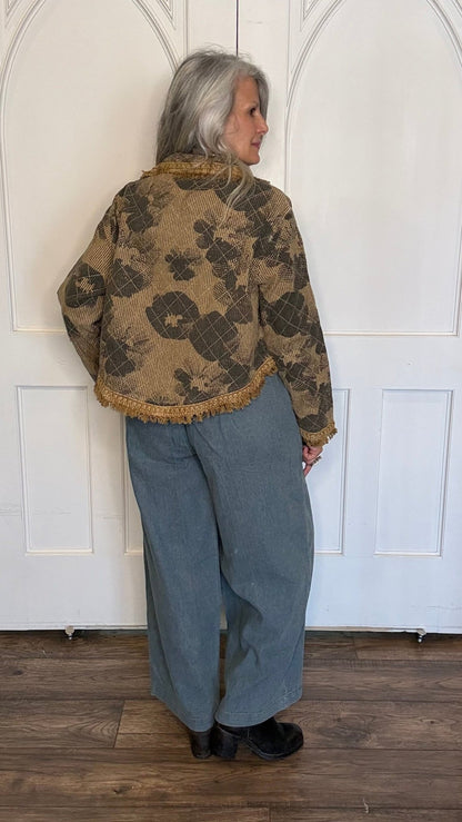 Denim Jogger Pant with Bottom Ties - Vintage Vault Boutique