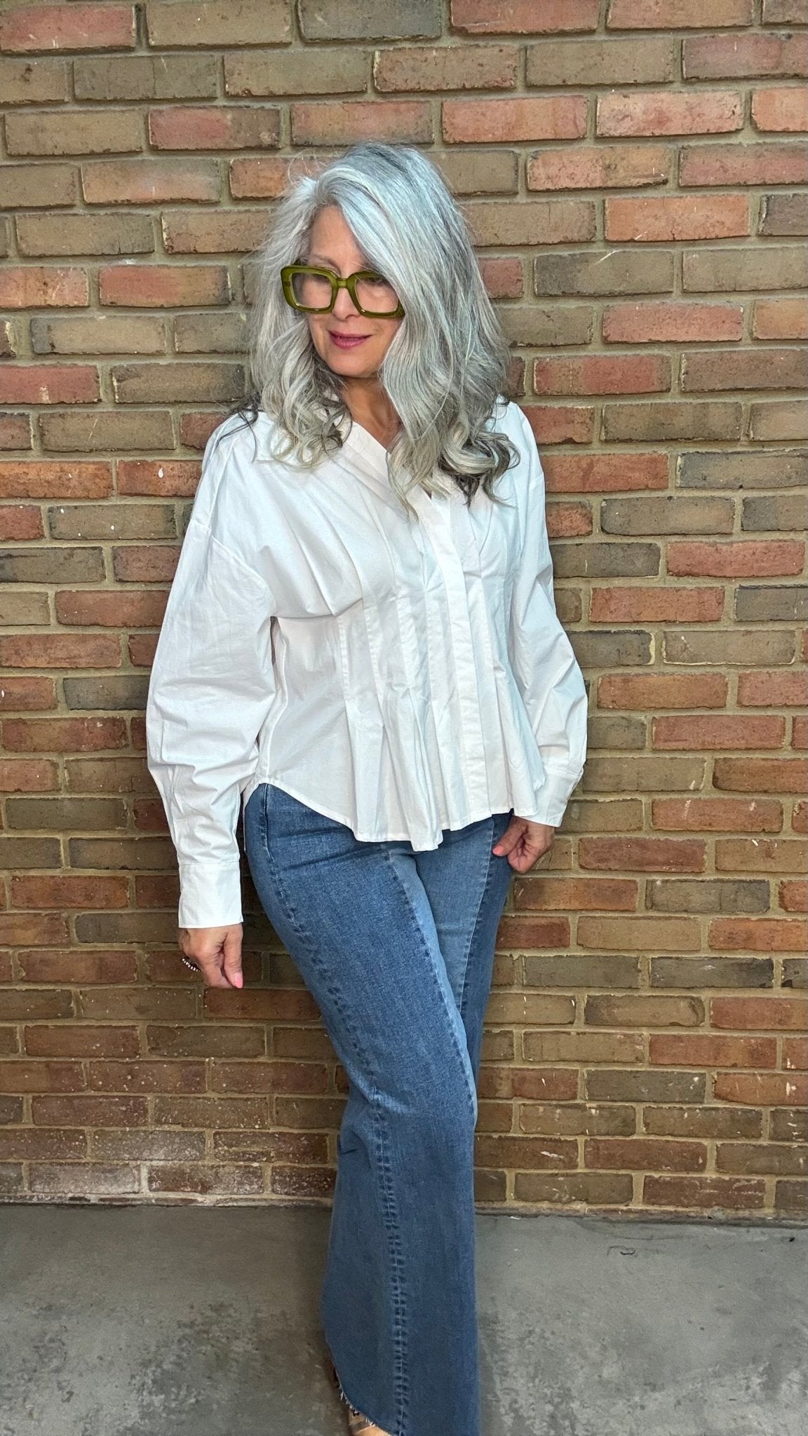 Pleated Button Down Blouse - Vintage Vault Boutique