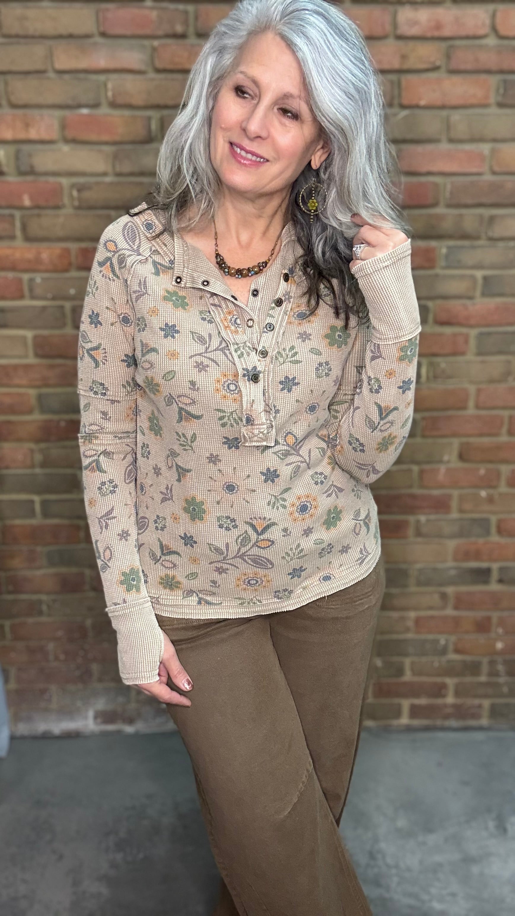 Floral Washed Henley