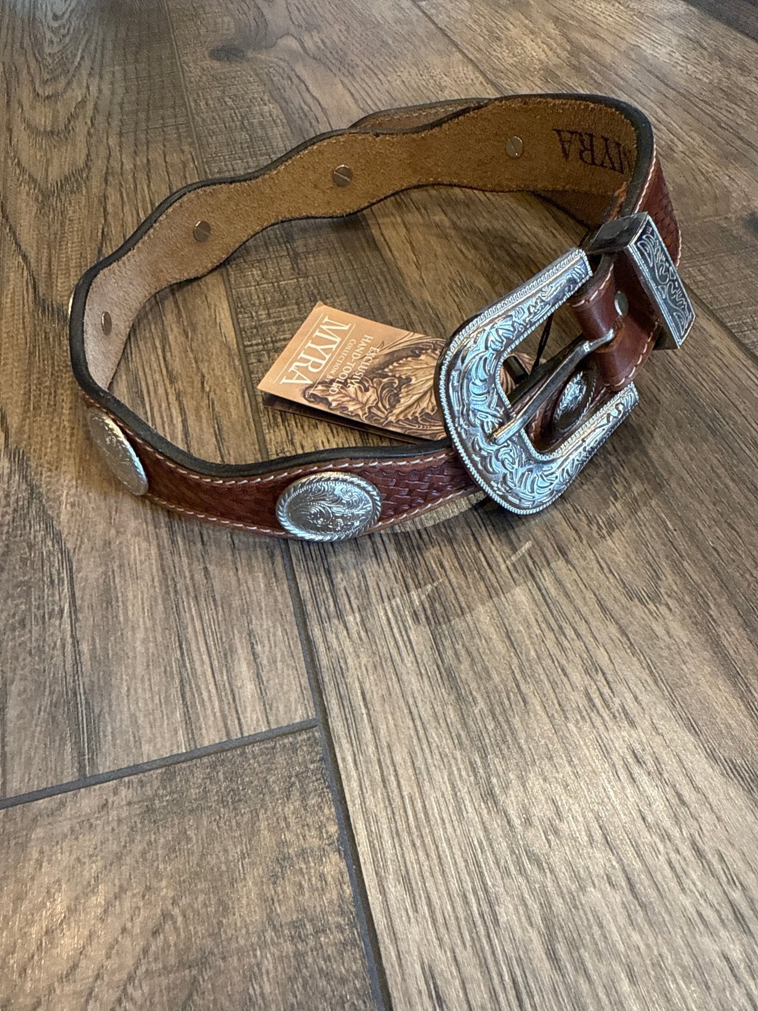 Rustic Woods Tooled Belt - Vintage Vault Boutique