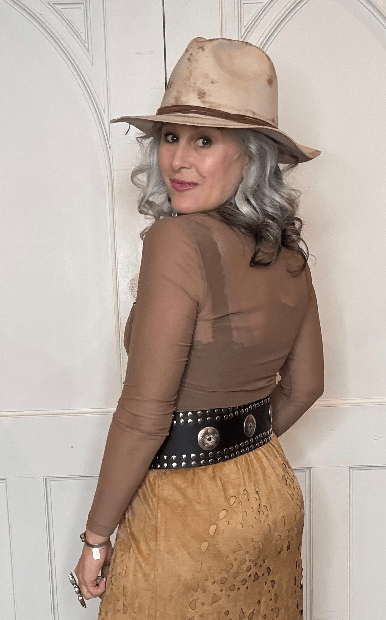 Solid Mesh Top Brown - Vintage Vault Boutique