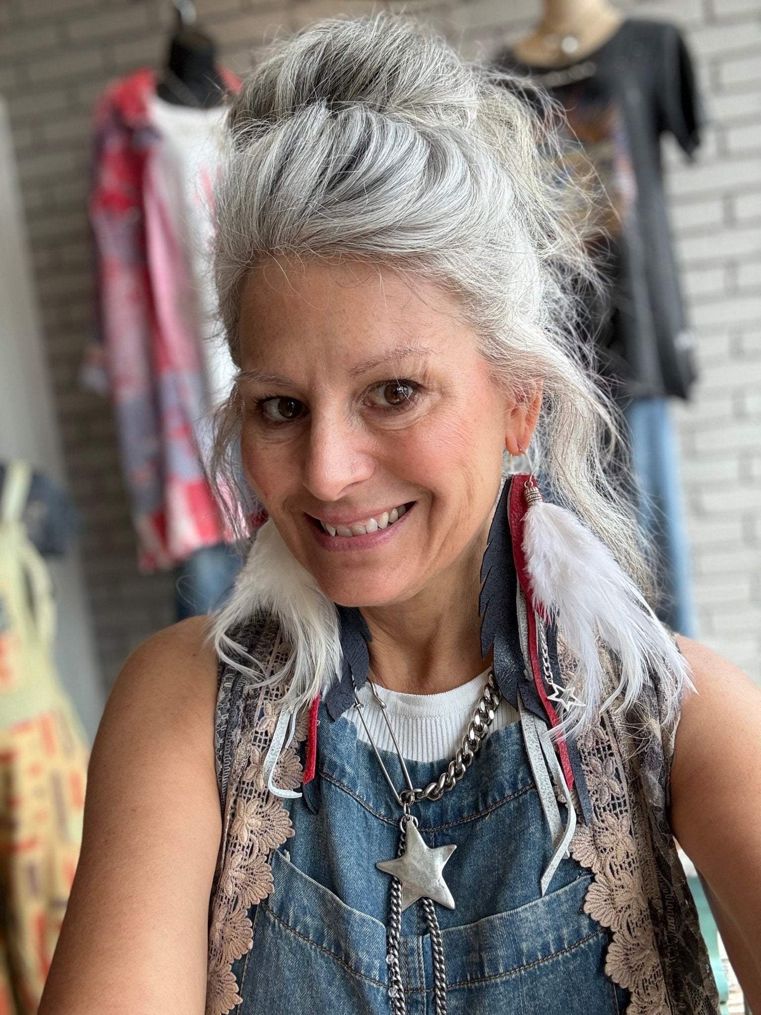 America Beautiful Feather Earrings - Vintage Vault Boutique
