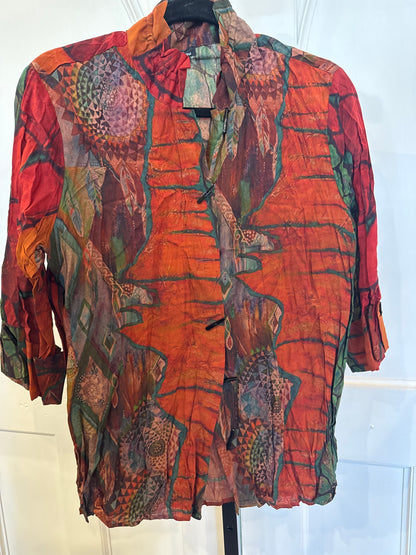 Crushed Print Button Down