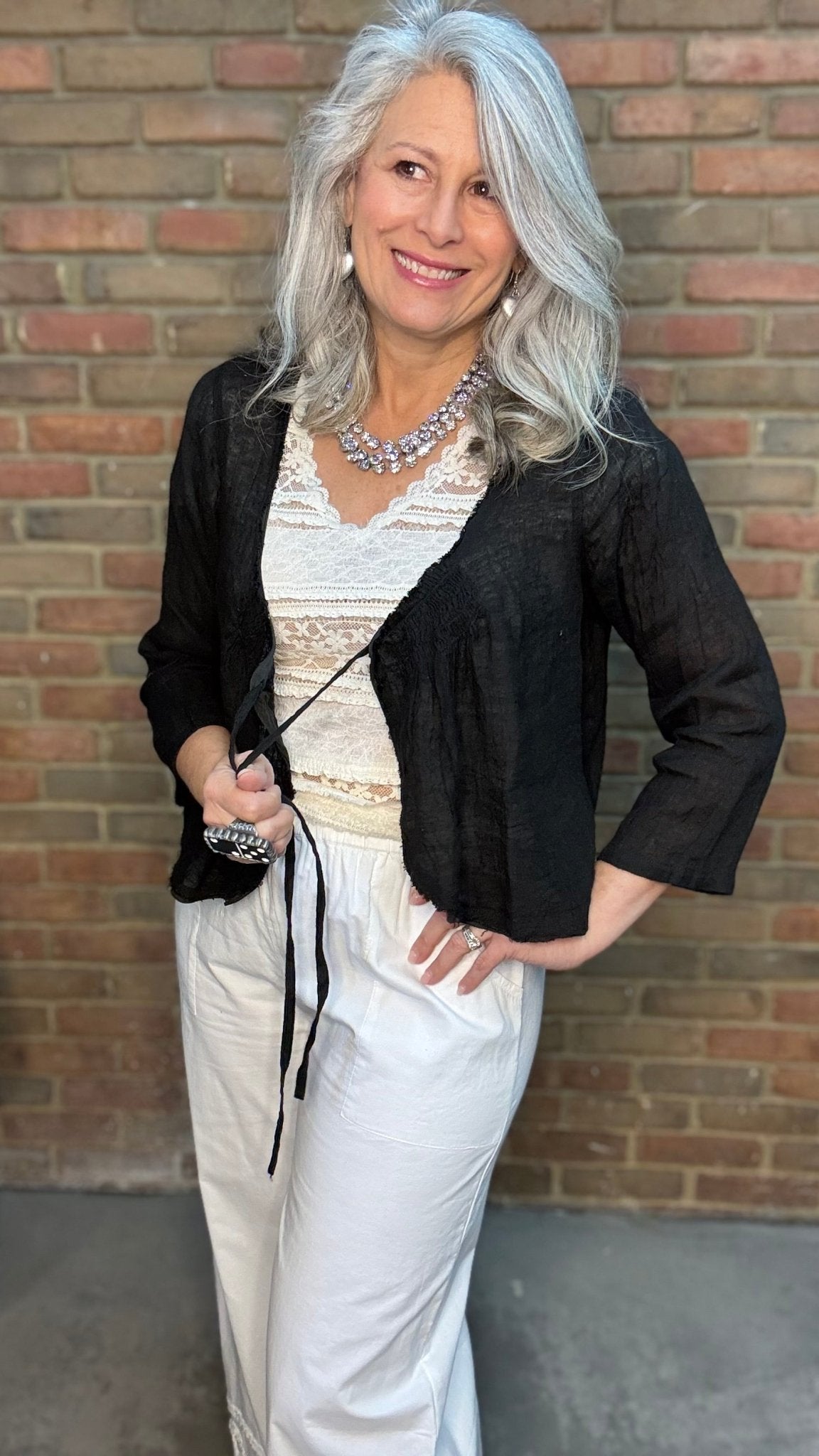 Black Cotton Crop Jacket - Vintage Vault Boutique