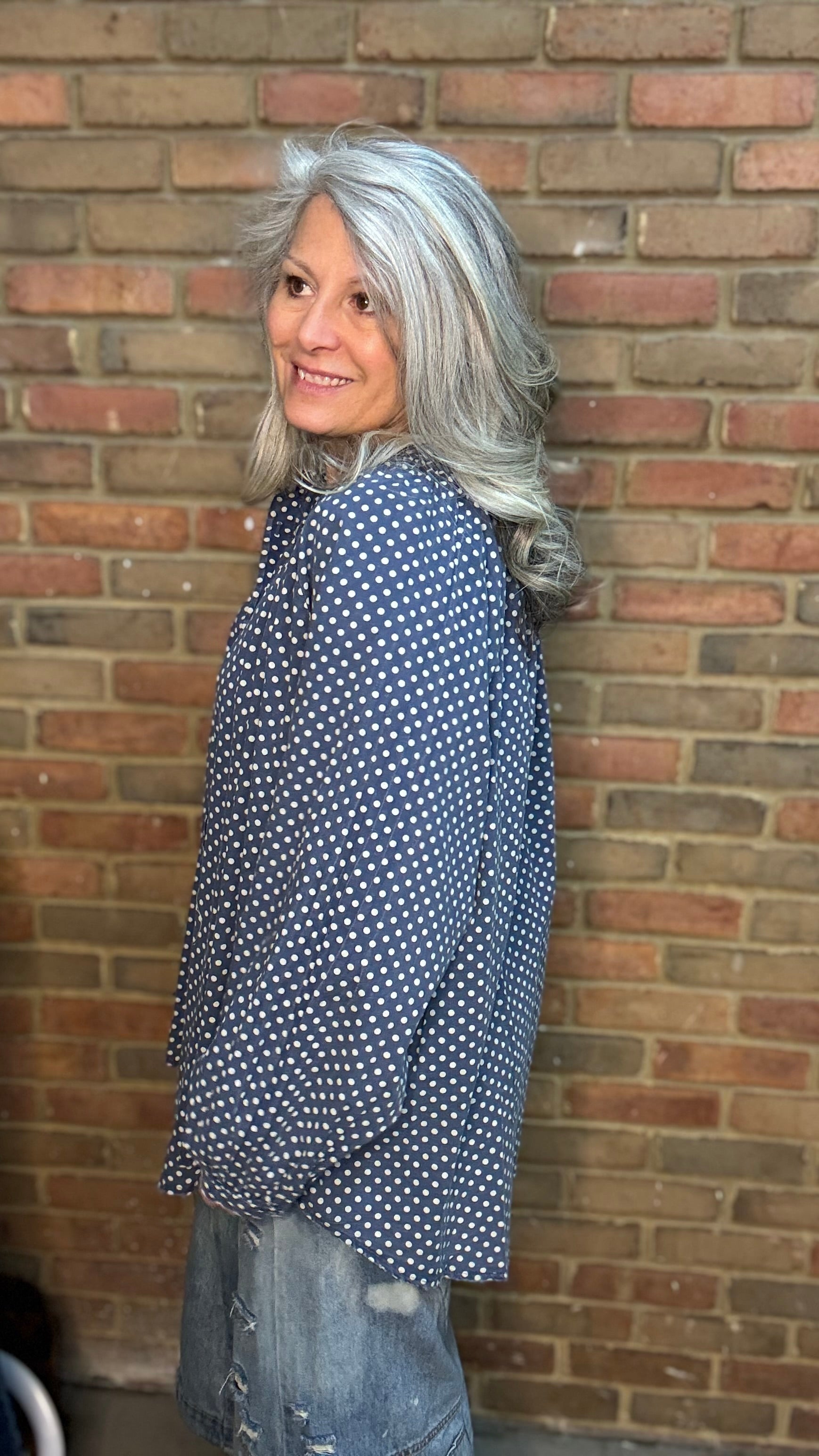 Sweet Nothings Top - Navy Dot