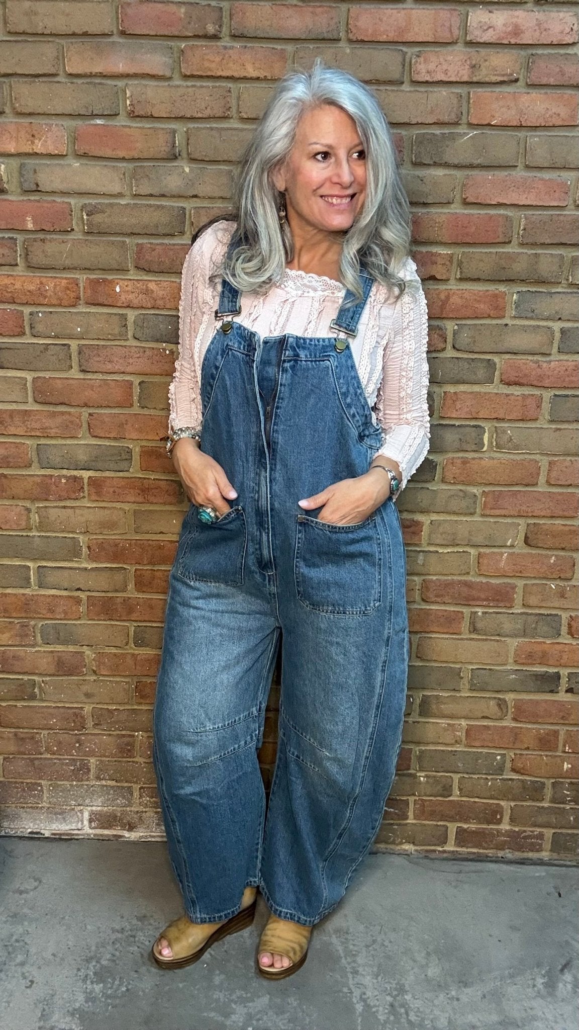 Wide-Leg Denim Overalls - Vintage Vault Boutique