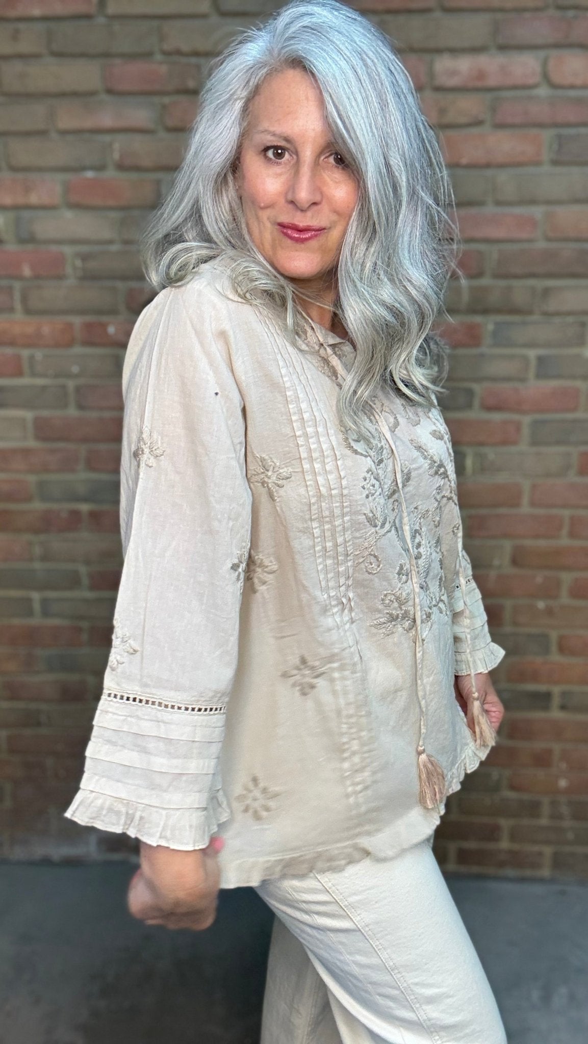 Adena - Rose Water Peasant Top - Vintage Vault Boutique