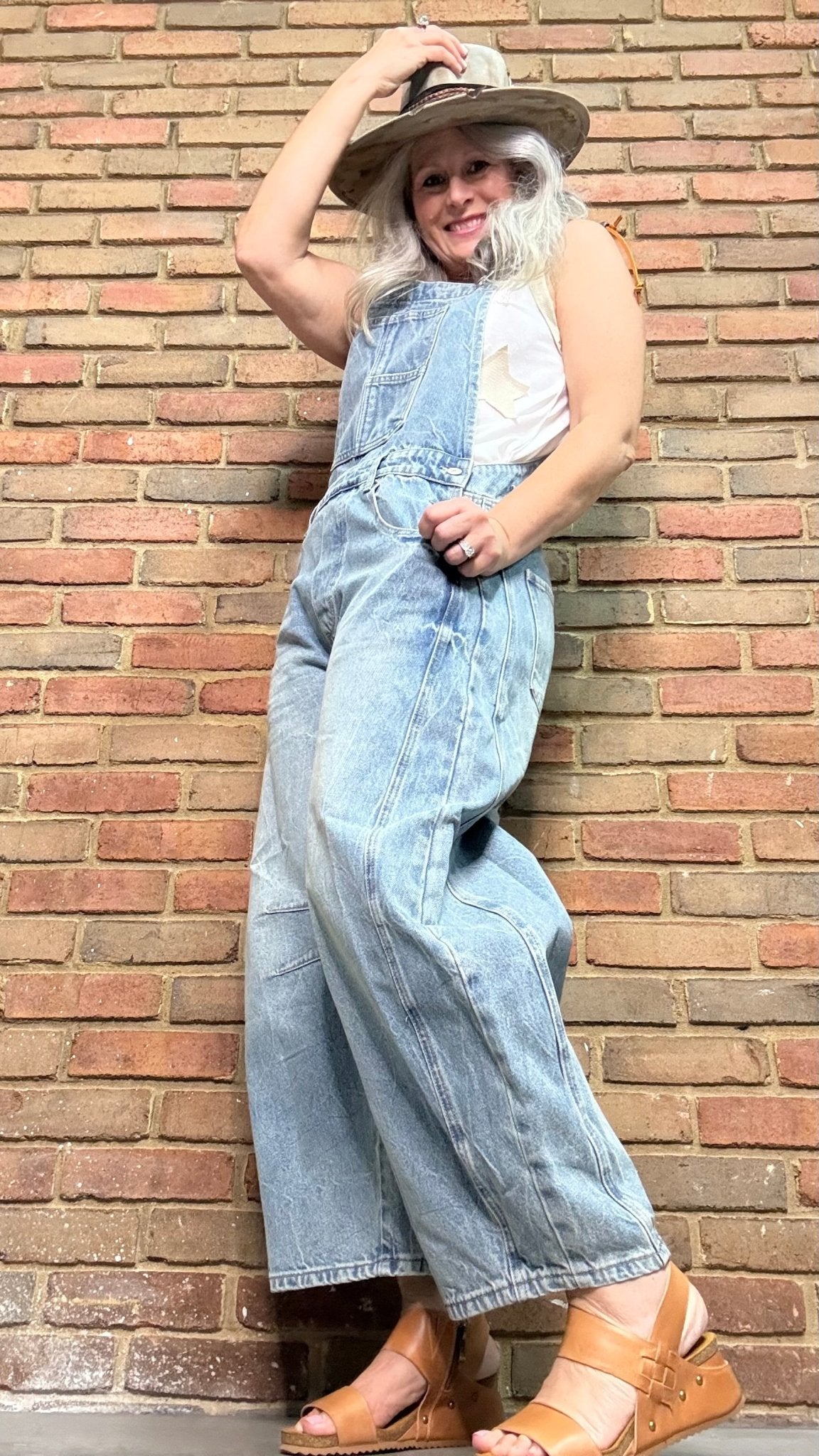 Washed Barrel Leg Overalls - Vintage Vault Boutique