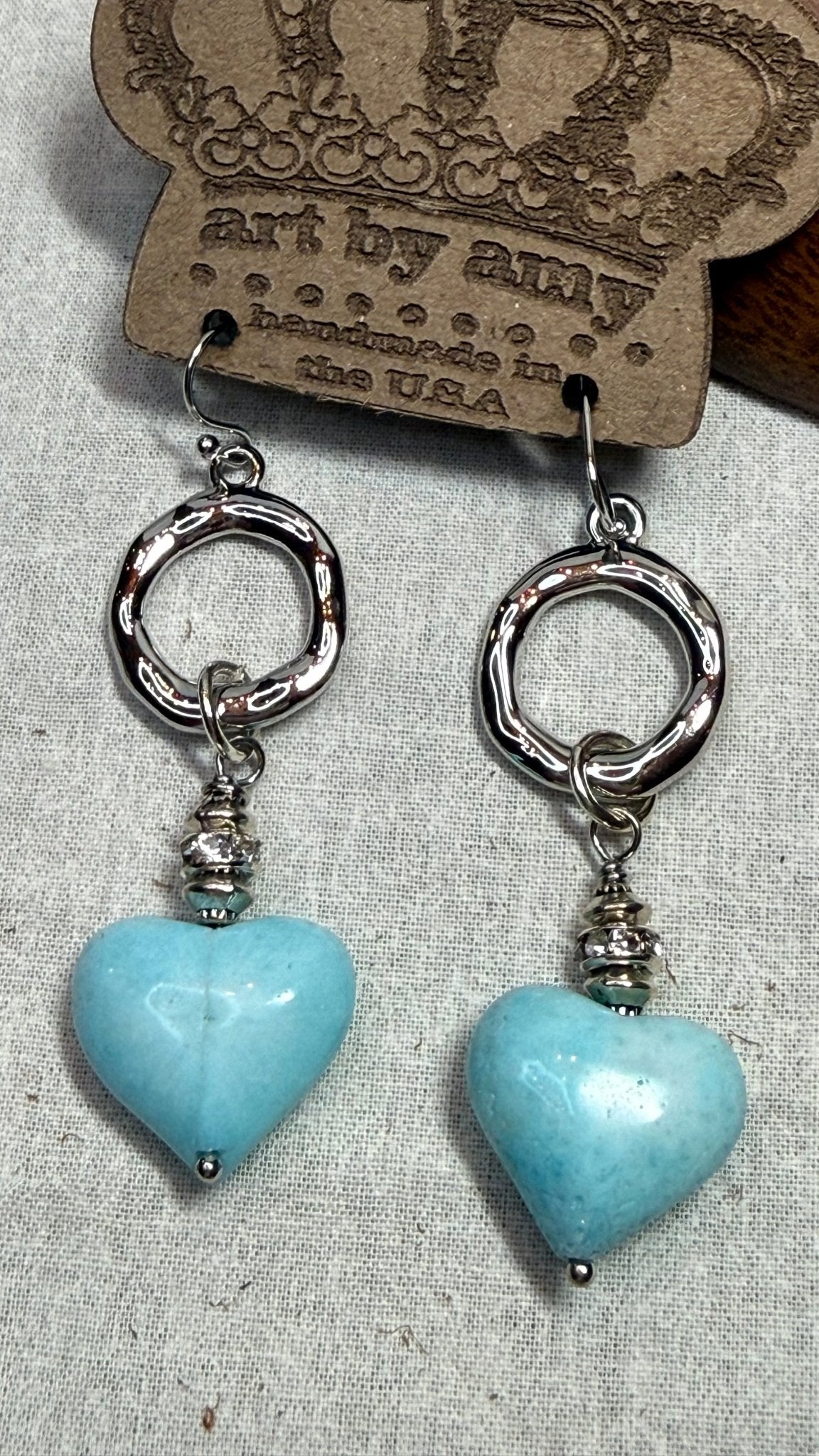 Aqua Heart Earring - Vintage Vault Boutique