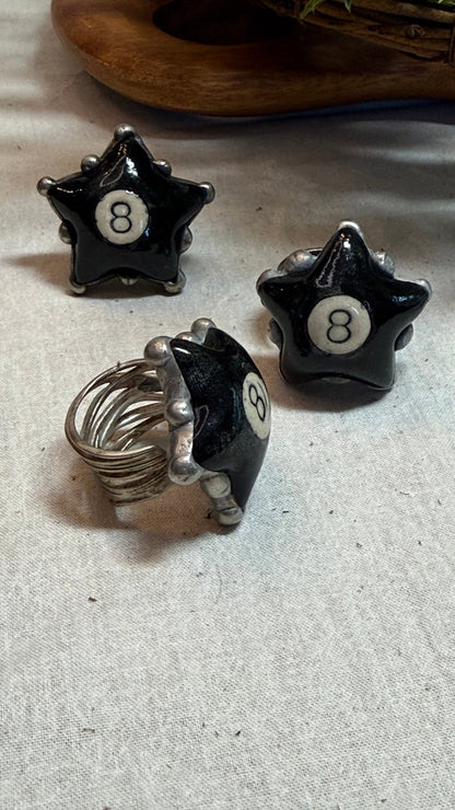 Eight Ball Adjustable Ring - Vintage Vault Boutique
