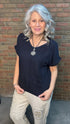 Navy V - Neck Top - Vintage Vault Boutique