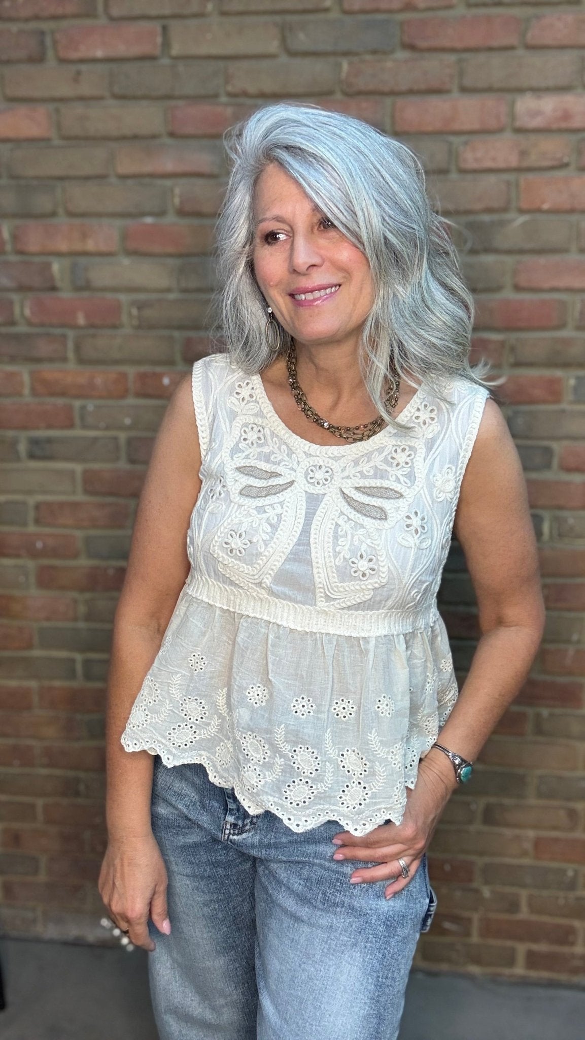 Boho Crochet Ribbon Motif Top - Vintage Vault Boutique