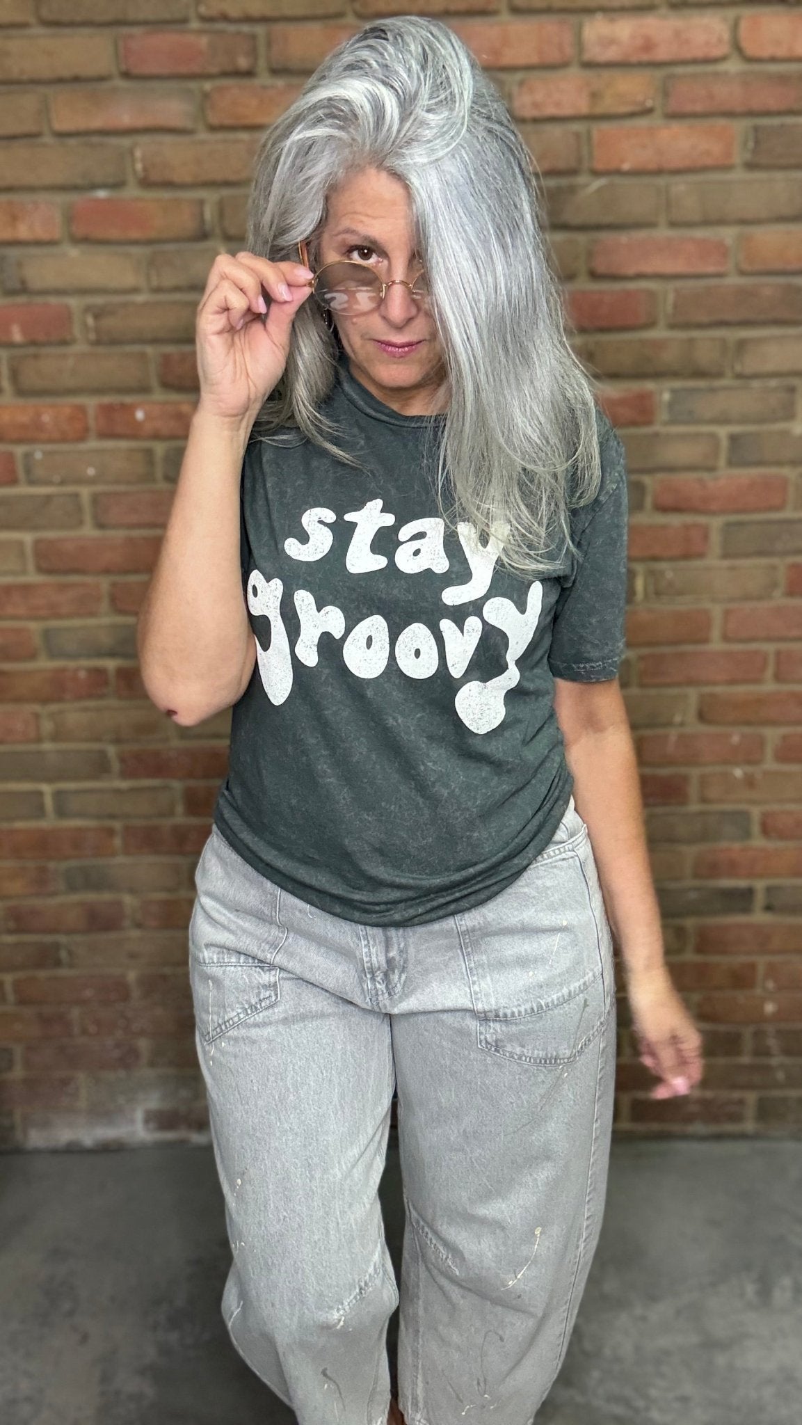 Mineral Wash Stay Groovy T-Shirt - Vintage Vault Boutique