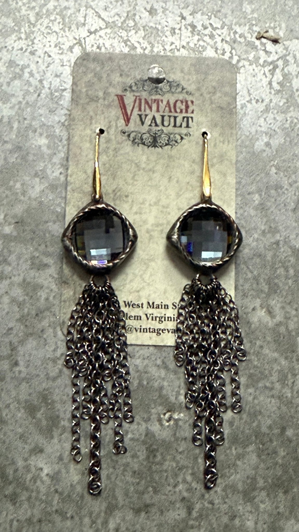 Crystal Chain Tassel Earring - Vintage Vault Boutique