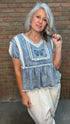Denim Butterfly Baby Doll Top - Vintage Vault Boutique