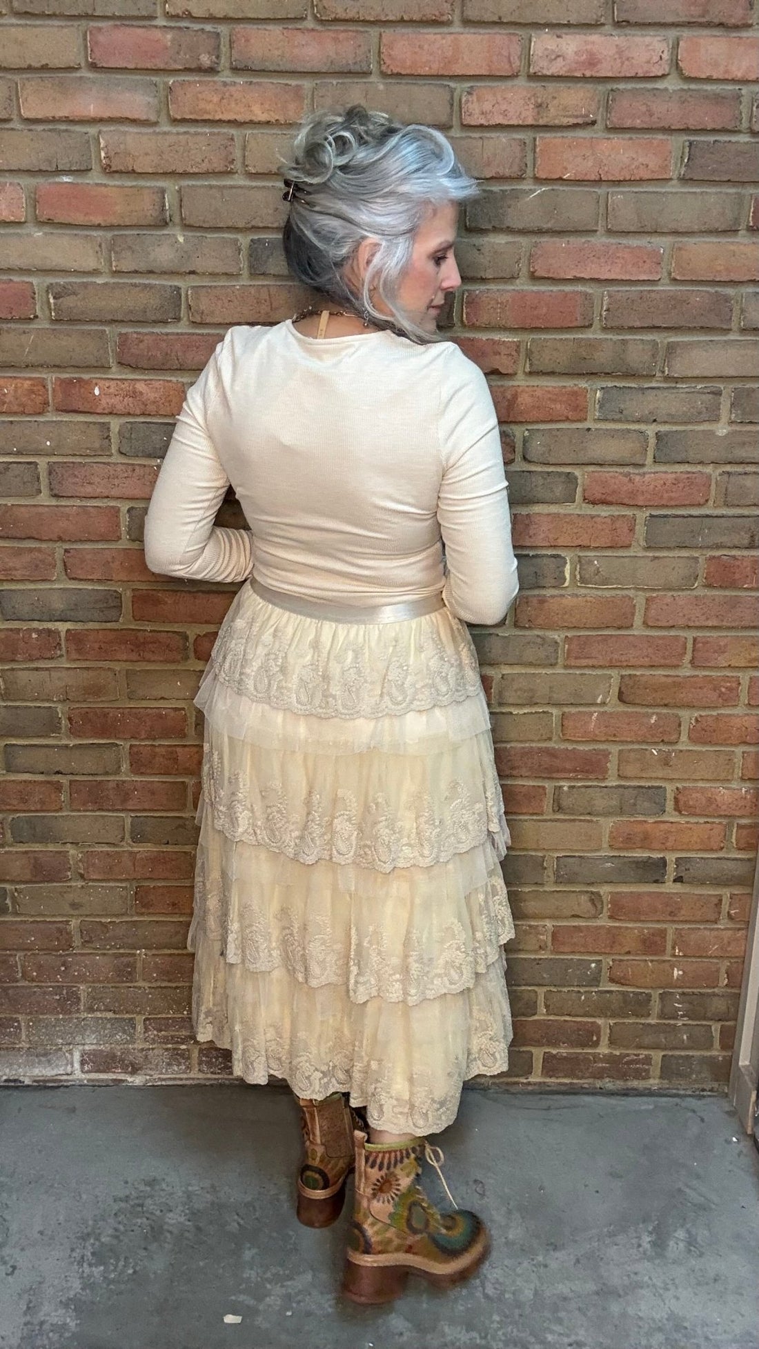 Frilly Lace Tiered Midi Skirt - Vintage Vault Boutique