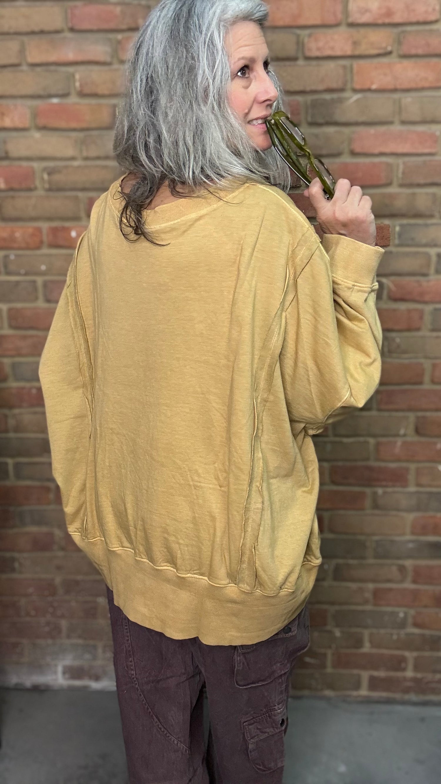 Mustard High Lo Slit Sweatshirt
