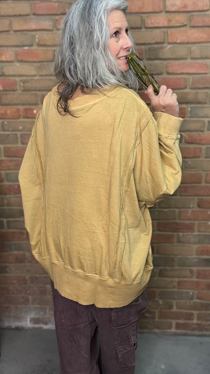 Mustard High Lo Slit Sweatshirt