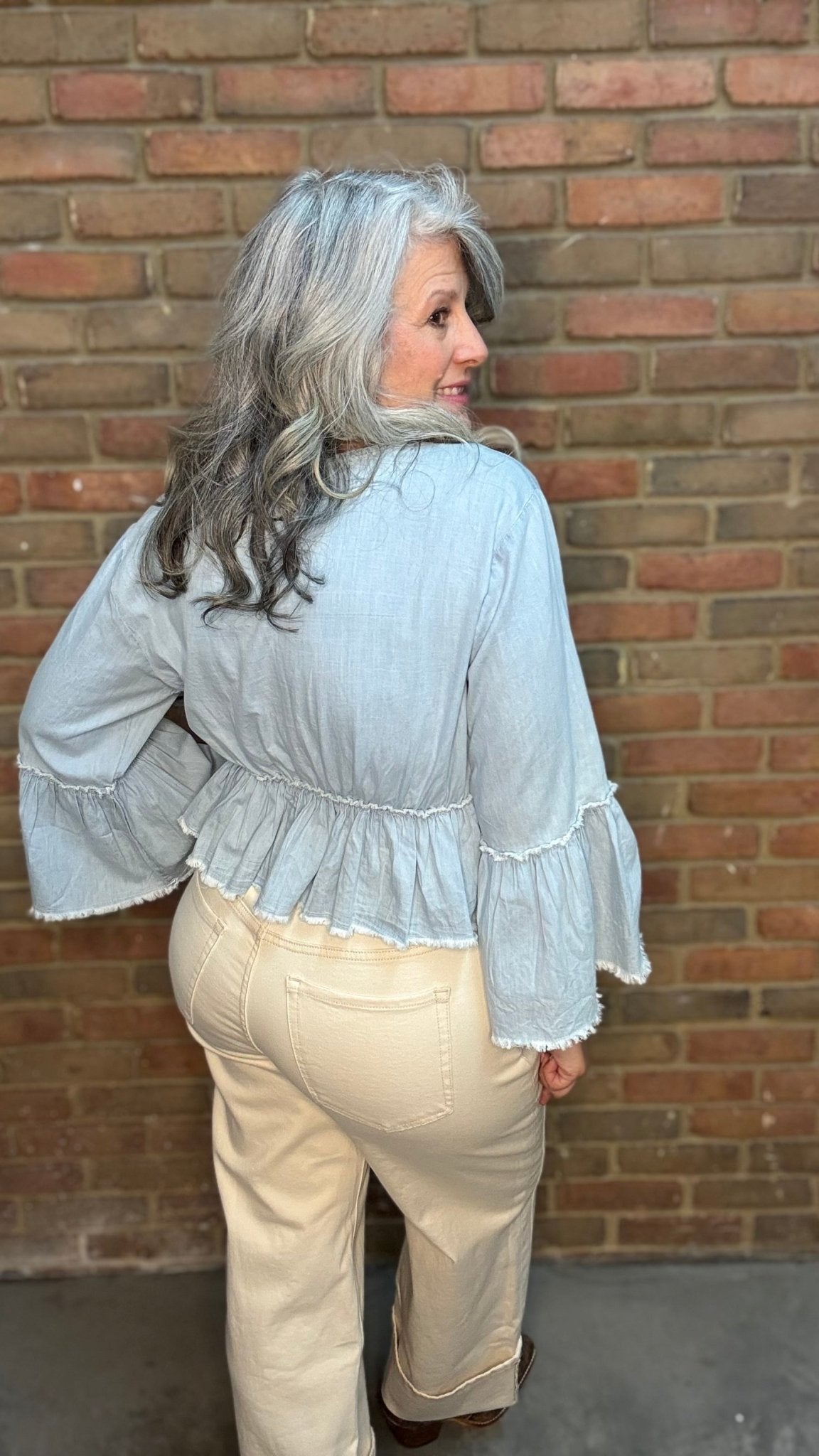 Denim Gold Embroidery Beaded Crop Top - Vintage Vault Boutique