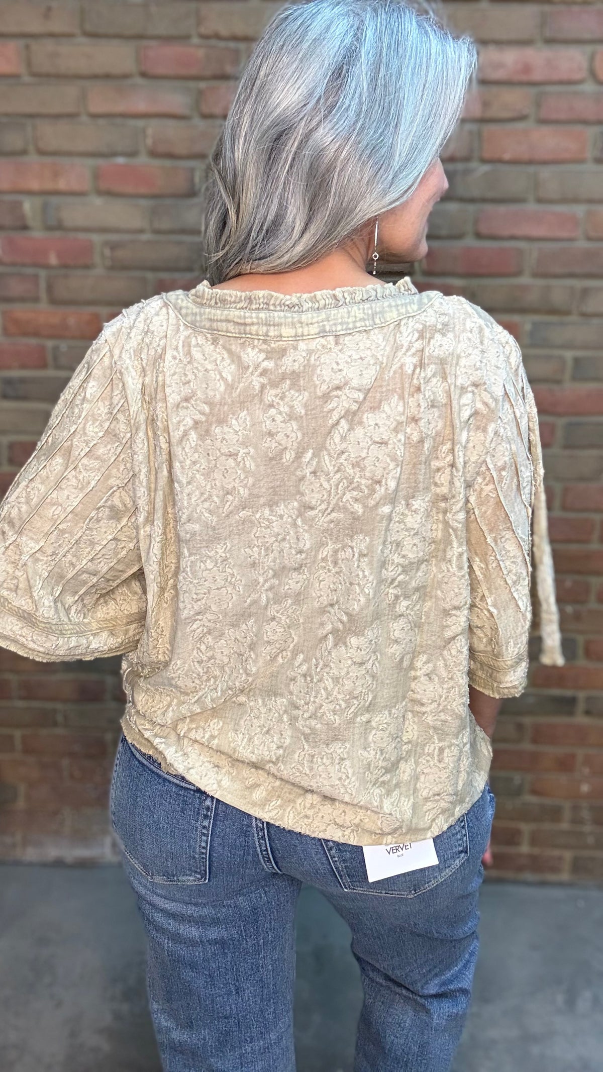 Vintage Metallic Stud V-Neck Top