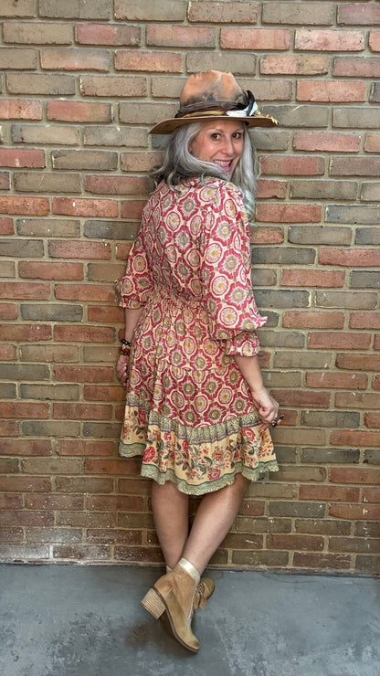 V-Neck With Tassels Tiered Dress - Vintage Vault Boutique