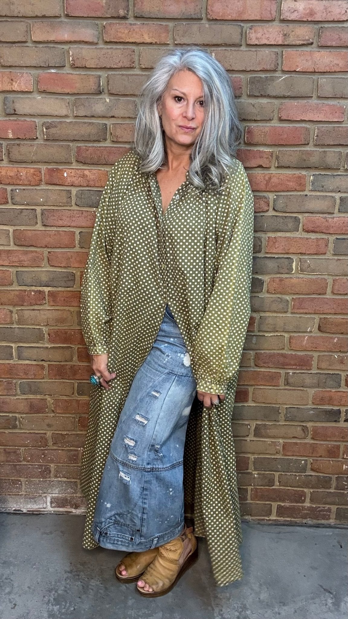 Sweet Nothings Dress Olive Dot - Vintage Vault Boutique