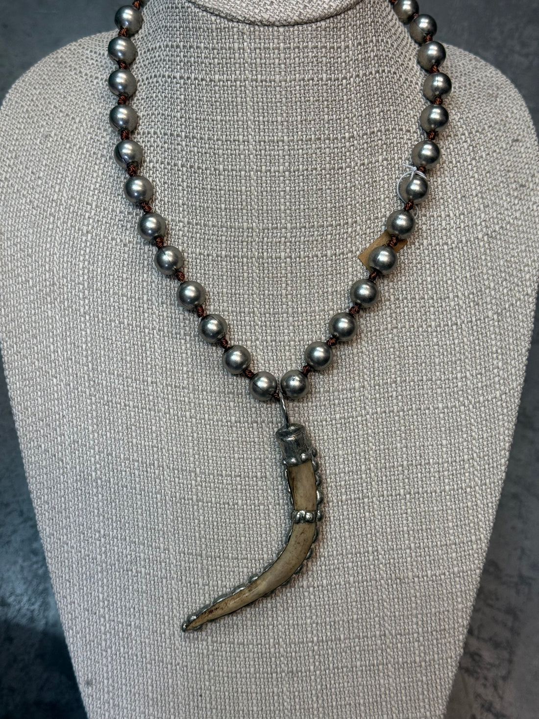 Antler on 12mm Desert Pearl Necklace