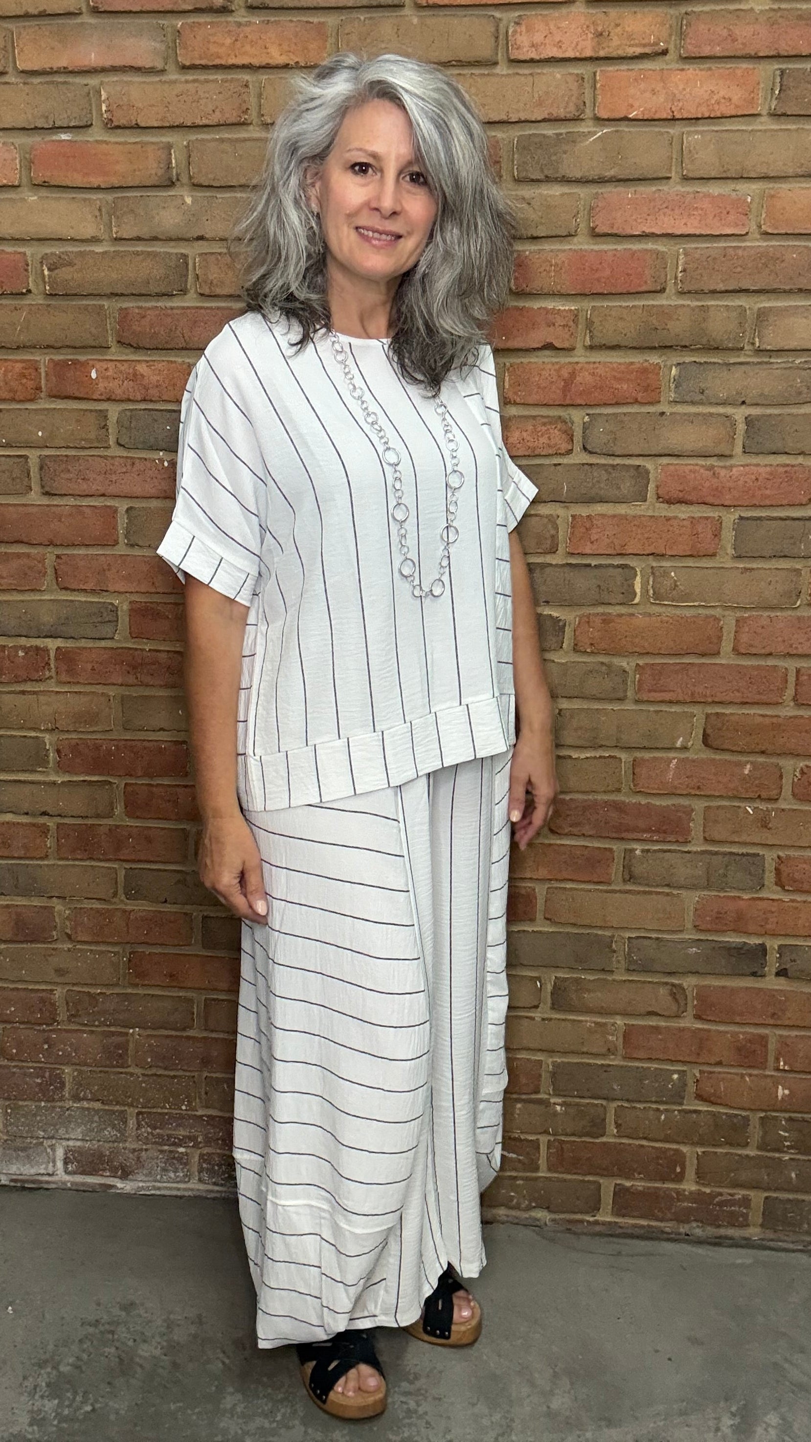 White and Black Stripe Top 