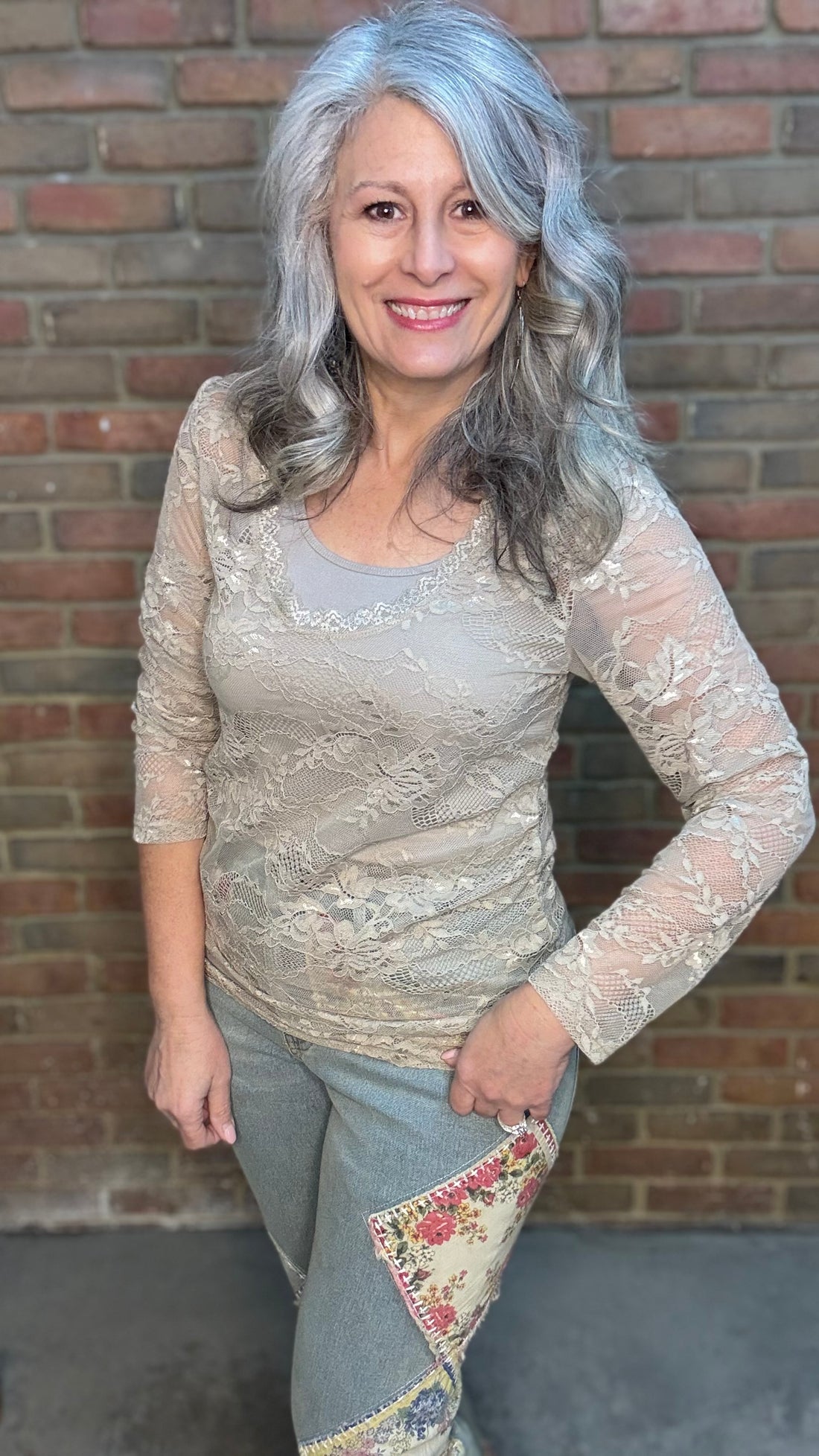 Taupe Lace Layering Top