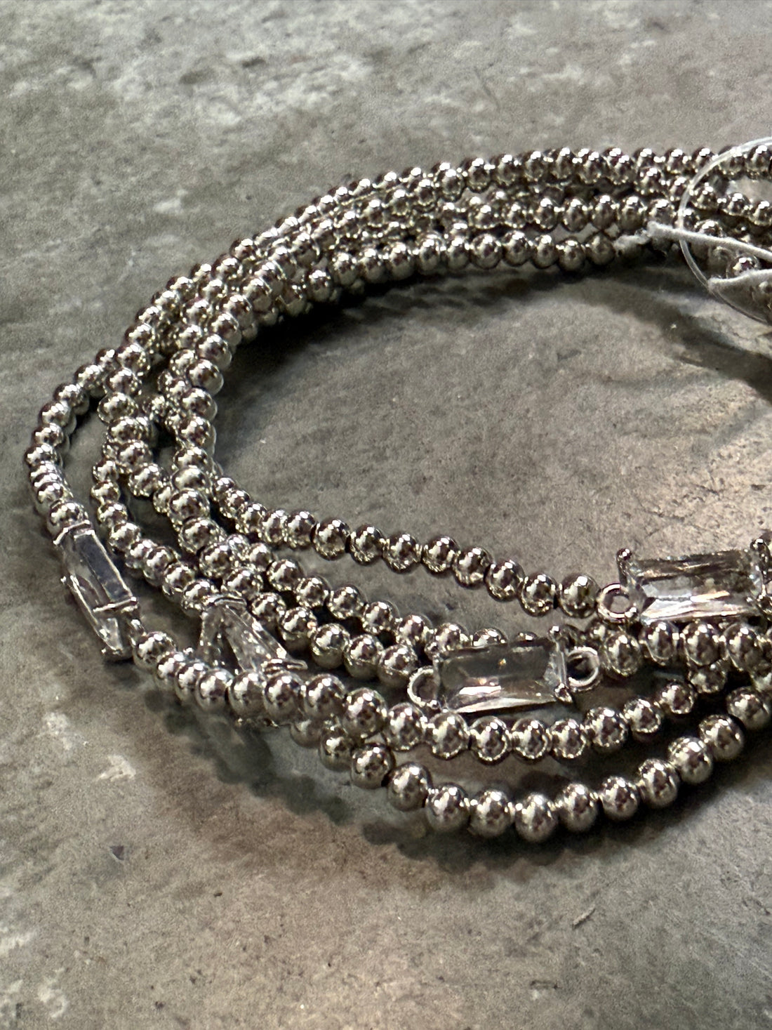 Five Strand Silver Bead Stretch Bracelet