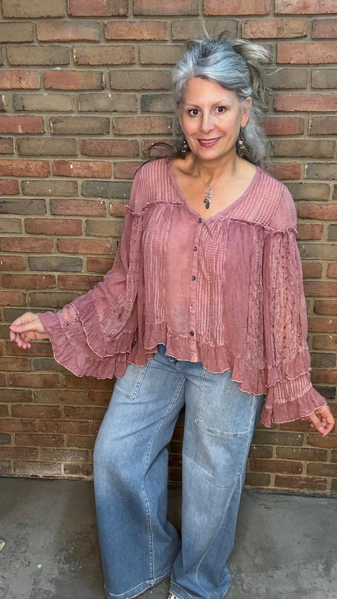 Dreamy V-Neck Ruffled Top - Vintage Vault Boutique