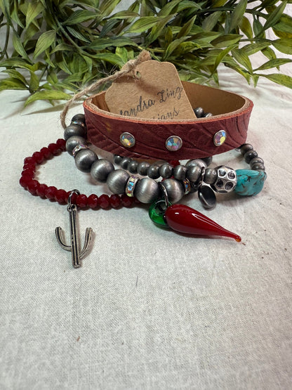 Chili Pepper Bracelet Stack - Vintage Vault Boutique